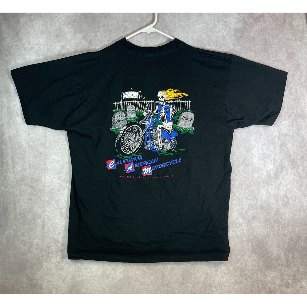 VINTAGE‎ California American Motorcycle Shirt Adult XL Black Tee USA Made 90s